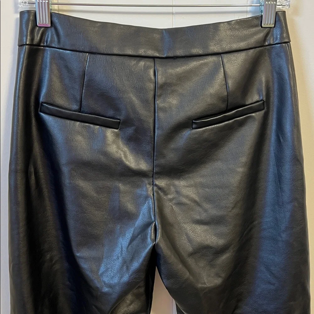 Lola and Sophie Vegan Faux Leather Cropped Black Pants Stretch Trousers Size 2